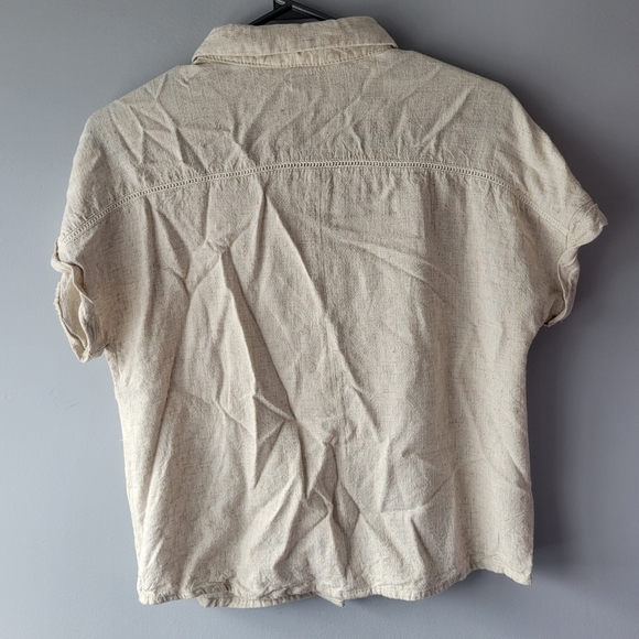 Apricot button-up viscose linen top sz 6 - Picture 3 of 8